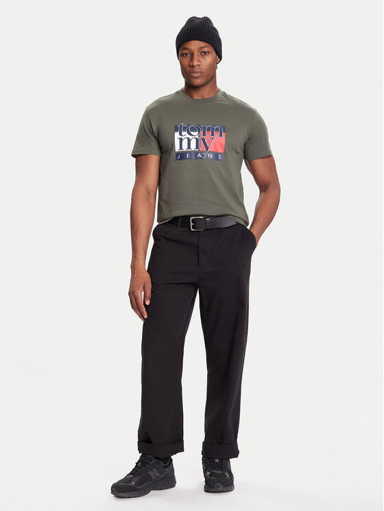 Tommy Jeans Tommy Jeans Tričko DM0DM21977 Kaki Regular Fit