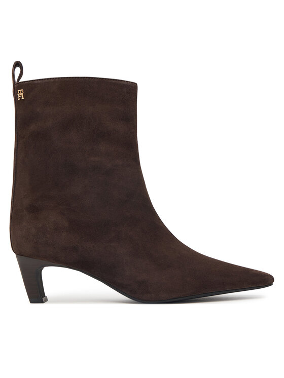 Tommy Hilfiger Tommy Hilfiger Μποτάκια Kitten Heel Suede Ankle Boot FW0FW09670 Σκούρο καφέ