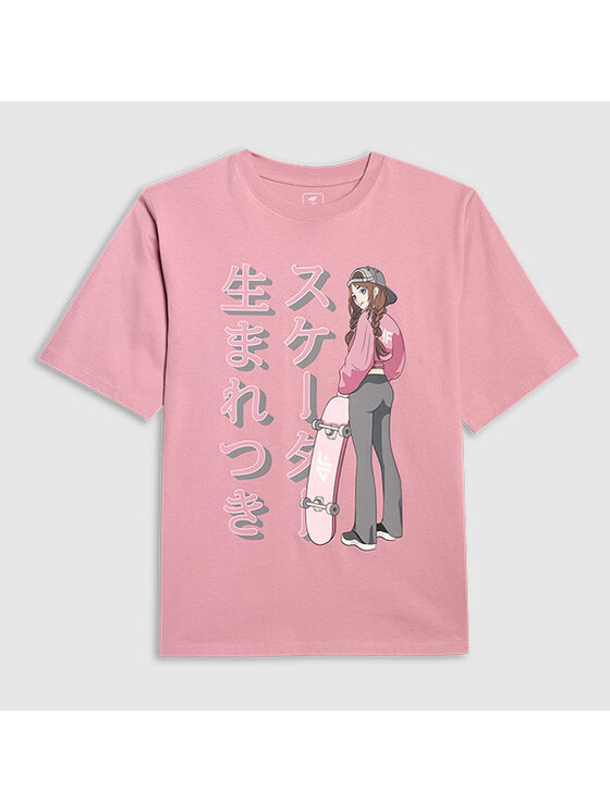 4F 4F T-Shirt BLUE VACATION Różowy Oversize