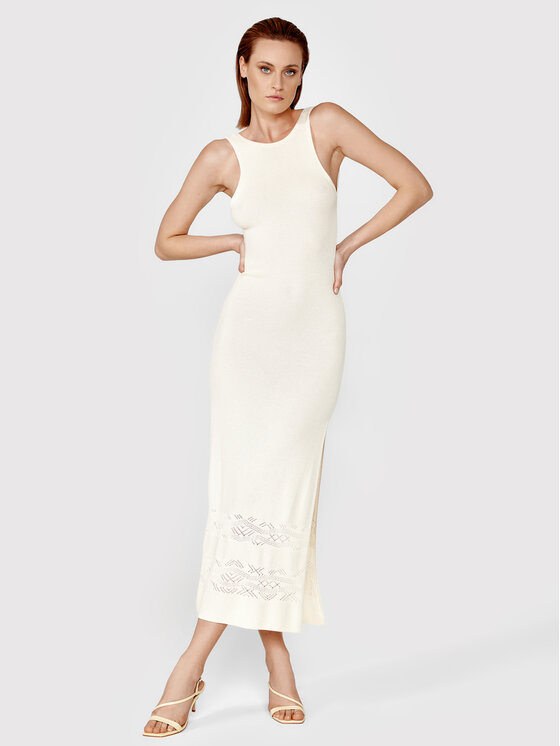 Simple Simple Strickkleid SUD065 Beige Slim Fit