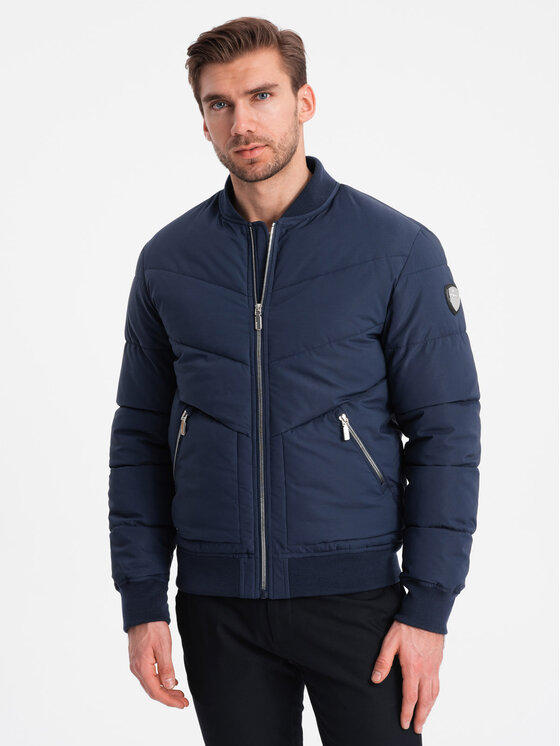 Ombre Ombre Bunda bomber OM-JALP-0143 Tmavomodrá Regular Fit