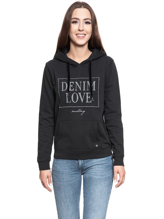 Mustang Mustang Felpa BELLA H STRUCTURE Nero Regular Fit