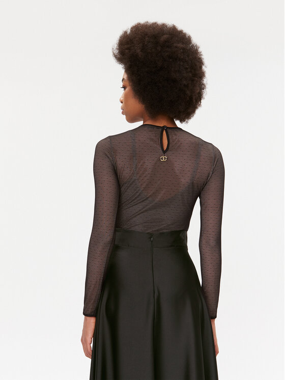 TWINSET TWINSET Боді 232TT2480 Чорний Slim Fit