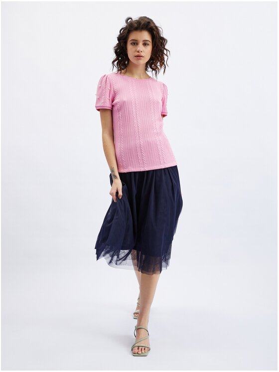 Orsay Orsay T-Shirt 155065359000__M Różowy Regular Fit