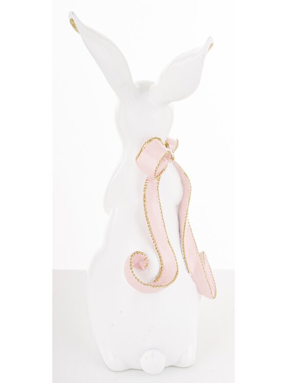 MIAhome MIAhome Figurka królik ceramiczny BUNNY-5 z długą kokardką Biały