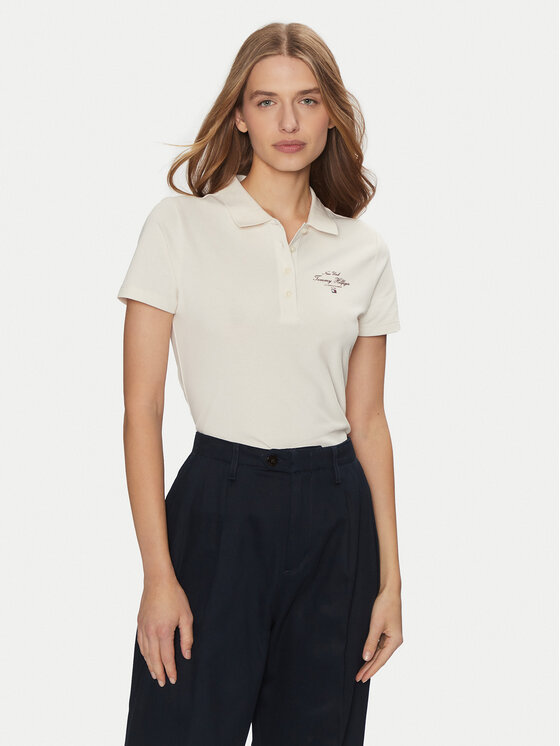 Tommy Hilfiger Polo WW0WW43930 Bēšs Slim Fit