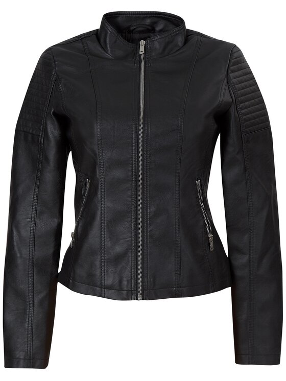 Perso Perso Kurtka z imitacji skóry BLE216600F Czarny Slim Fit