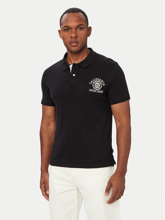 Guess Jeans Tricou polo M6YP05 K3978 Negru Regular Fit