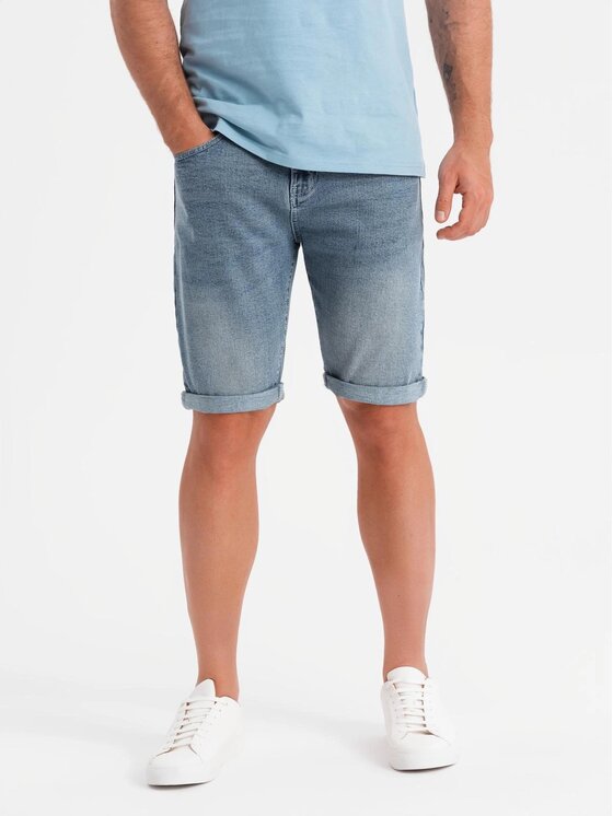 Ombre Ombre Szorty jeansowe OM-SRDS-0164 Niebieski Regular Fit