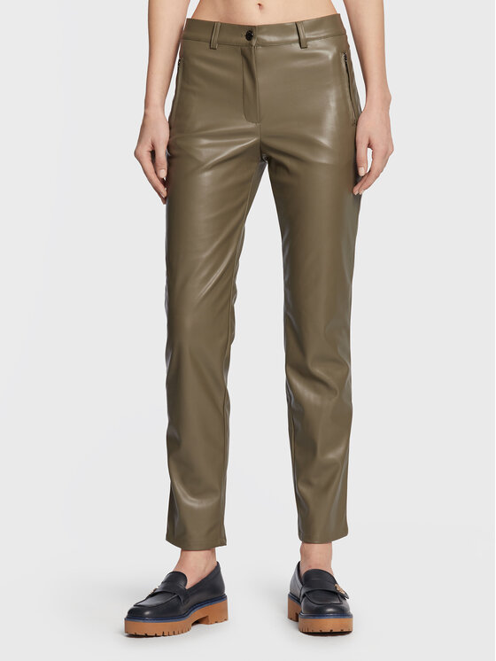 Olsen Pantaloni din imitație de piele Mona Slim 14002000 Maro Slim Fit