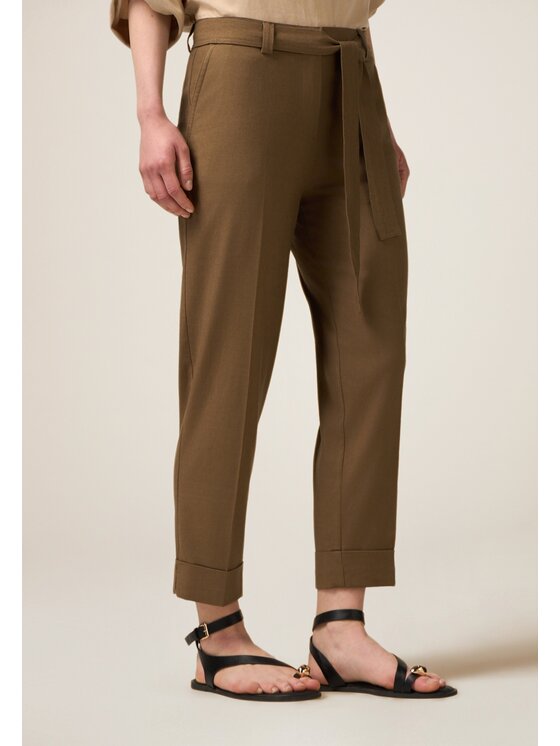 Oltre Oltre Pantaloni di tessuto P073R108615N022 Verde Regular Fit