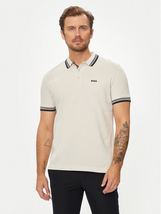 Boss Tricou polo Paddy 50469055 Écru Regular Fit
