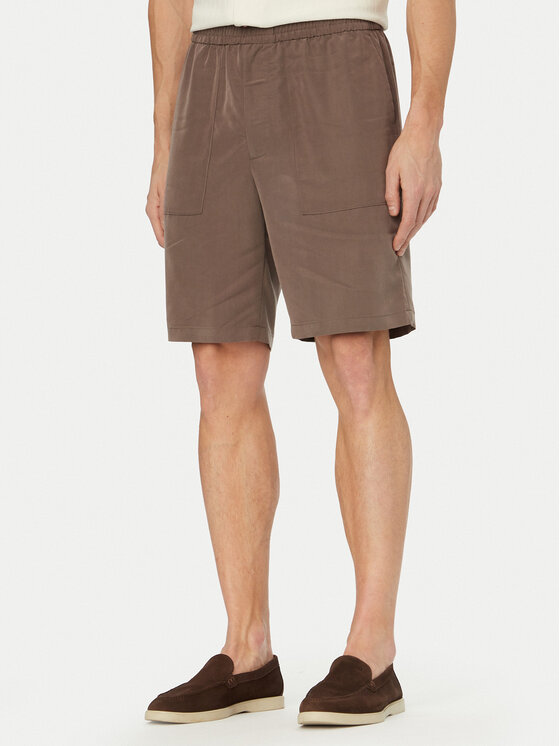 Calvin Klein Pantalon scurți din material LV04LF614G Maro Relaxed Fit