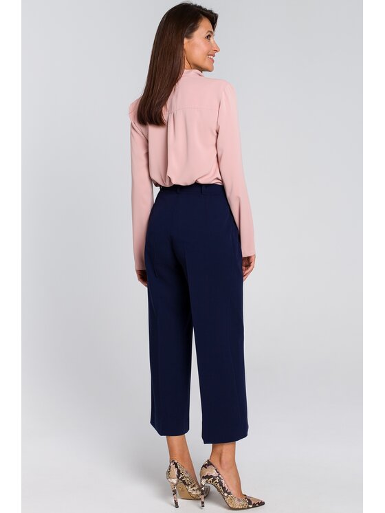 Stylove Stylove Spodnie damskie S139 Granatowy Wide Leg