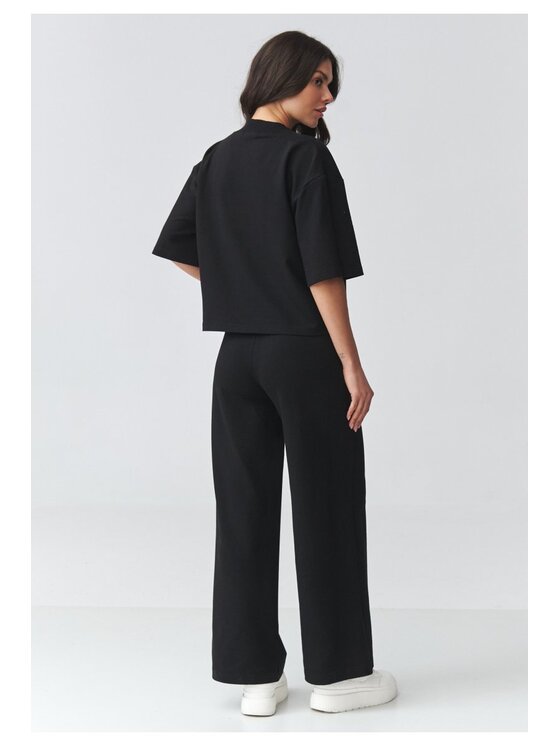 Makadamia Makadamia Dres M921 Czarny Loose Fit