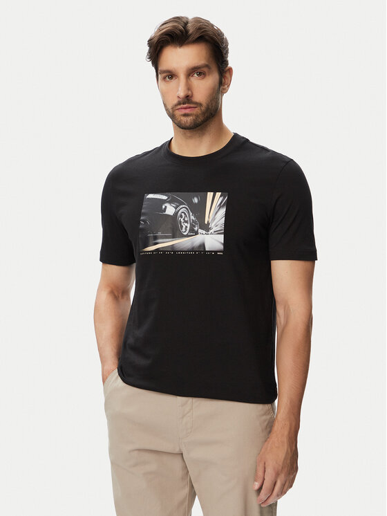 BOSS Tricou Te Motors 50566627 Negru Regular Fit
