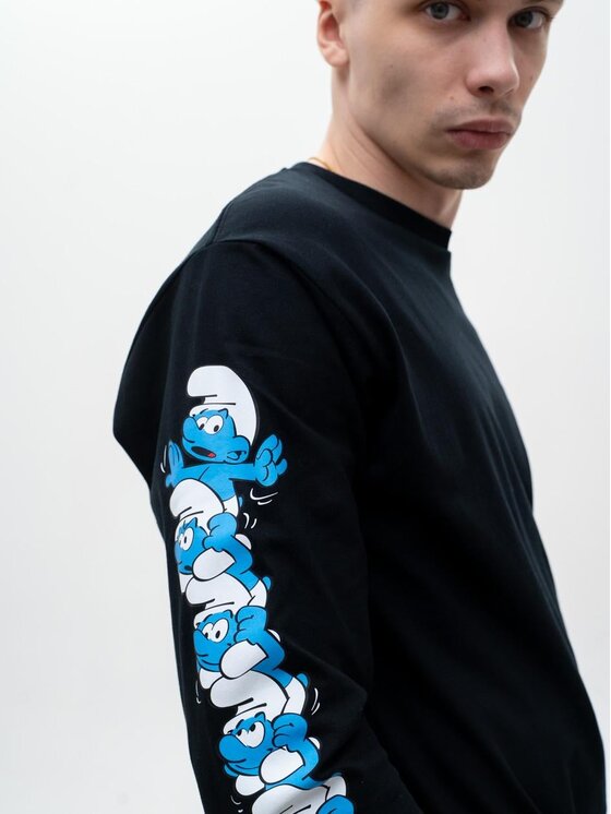Smerfy Smerfy Longsleeve Koszulka Z Długim Rękawem 128793 Czarny Regular Fit