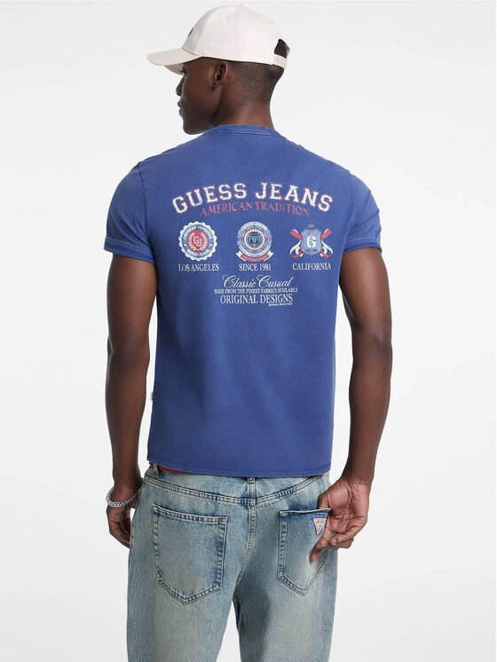 Guess Jeans Guess Jeans T-Shirt 177441 Modrá Classic Fit