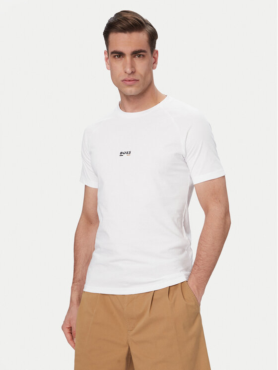BOSS Tricou 50517970 Alb Slim Fit