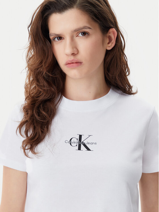 Calvin Klein Jeans Calvin Klein Jeans T-krekls Baby Tee J20J223113 Balts Slim Fit
