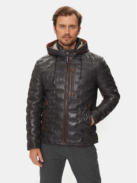 Milestone Milestone Μπουφάν δερμάτινο Tamino 431019 60305 Γκρι Regular Fit