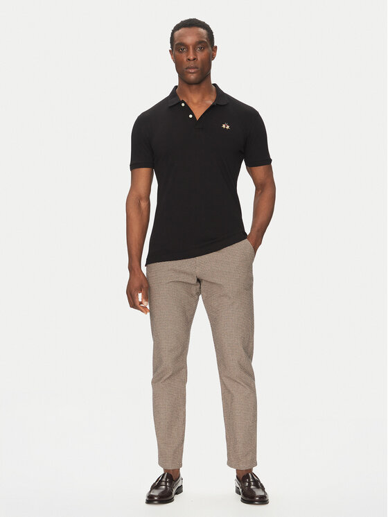 La Martina La Martina Pólóing Piquet CCMP02 PK001 Fekete Slim Fit