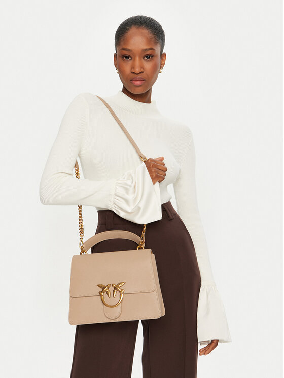 PINKO PINKO Borsetta Lowe One Top Handle Classic Light Beige