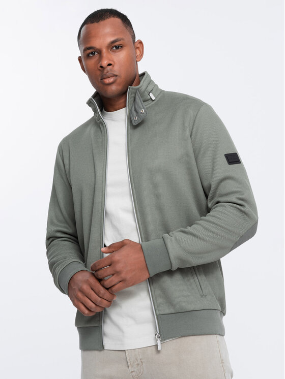 Ombre Ombre Kurtka przejściowa OM-JANP-0154 Khaki Regular Fit