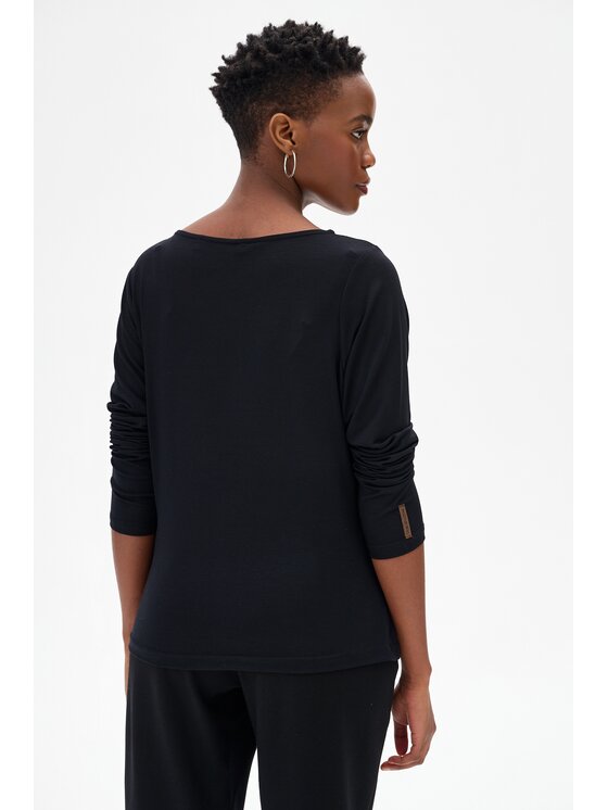 blue shadow blue shadow Bluzka Nanu Czarny Regular Fit