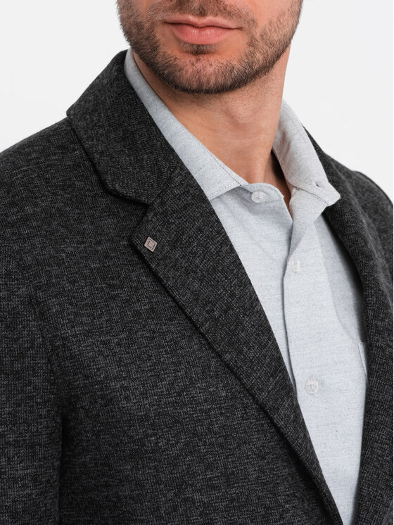 Ombre Ombre Marynarka OM-BLZB-0120 Szary Regular Fit