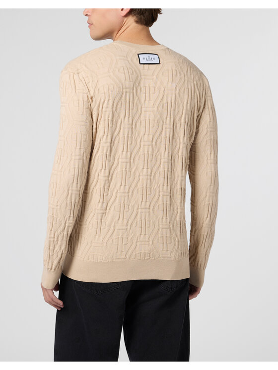 PHILIPP PLEIN PHILIPP PLEIN Sweter 29913 Beżowy Regular Fit