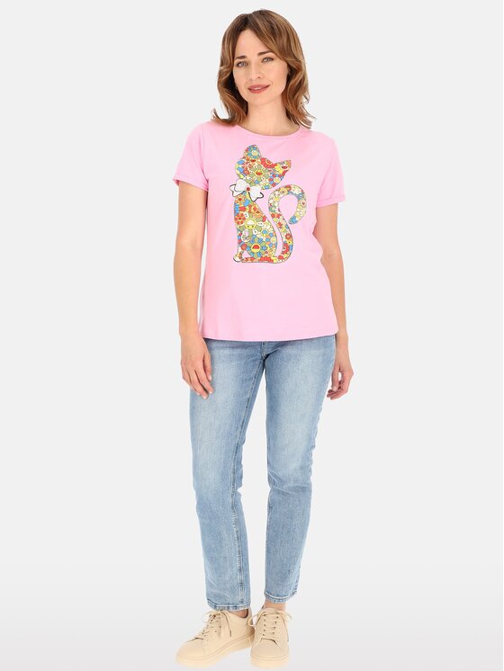 Perso Perso T-Shirt TCE245036F Różowy Regular Fit