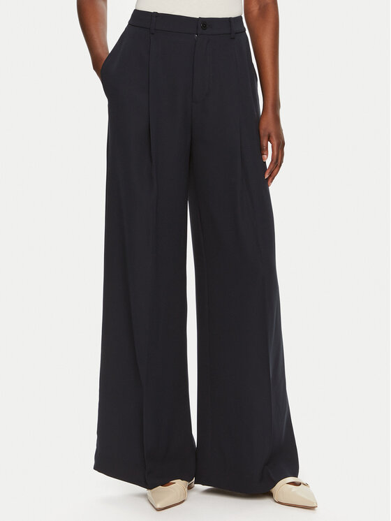 Lauren Ralph Lauren Hlače 200908891002 Tamnoplava Wide Leg