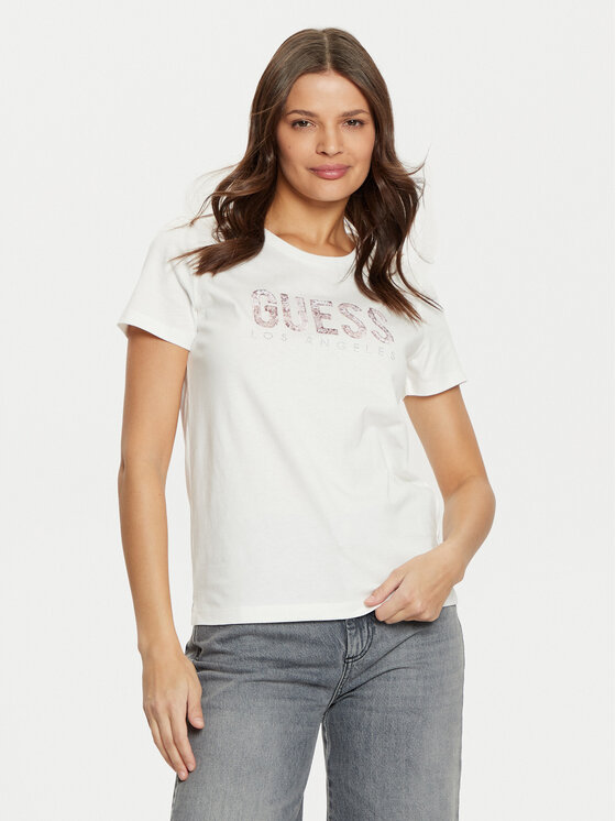 Guess Guess Marškinėliai W5RI19 I3Z14 Balta Regular Fit