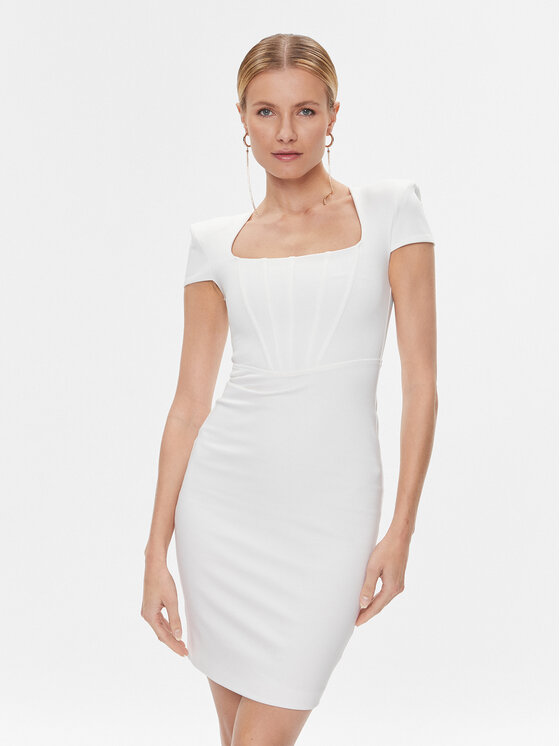 Marciano Guess Marciano Guess Koktejlové šaty 4RGK67 6375Z Bílá Slim Fit