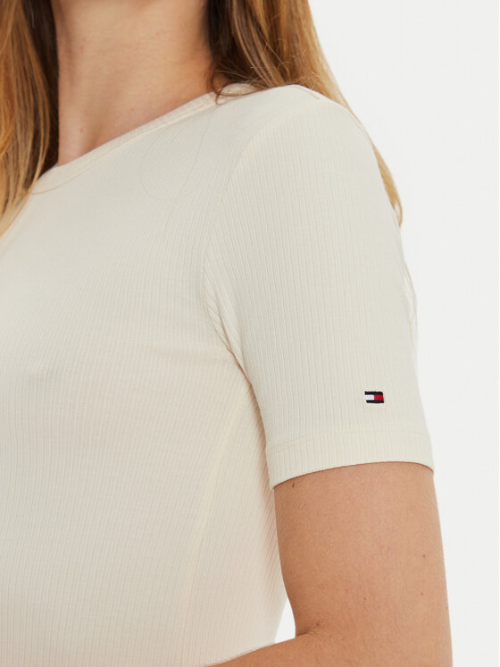 Tommy Hilfiger Tommy Hilfiger Tričko WW0WW43918 Béžová Slim Fit