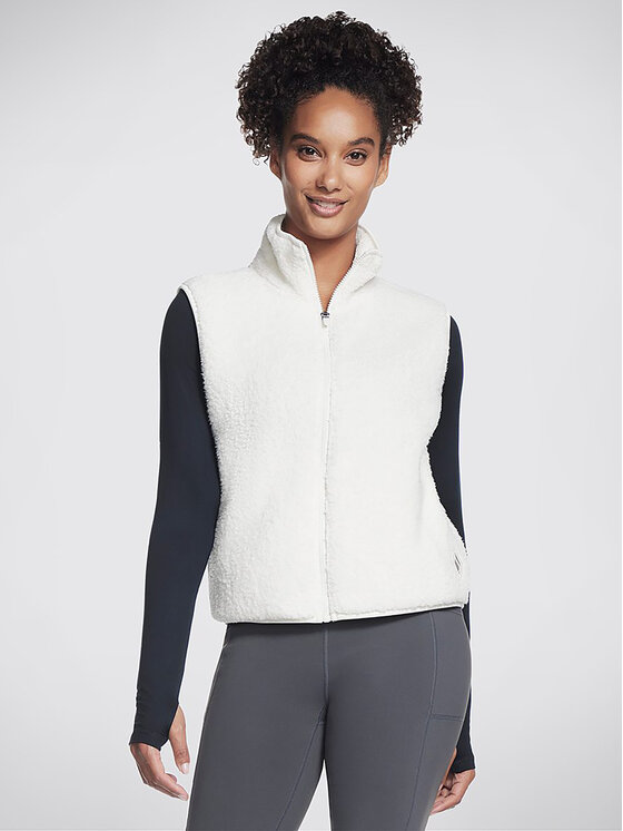 Skechers Skechers Γιλέκο Sherpa Cropped Vest JA13 Λευκό Regular Fit