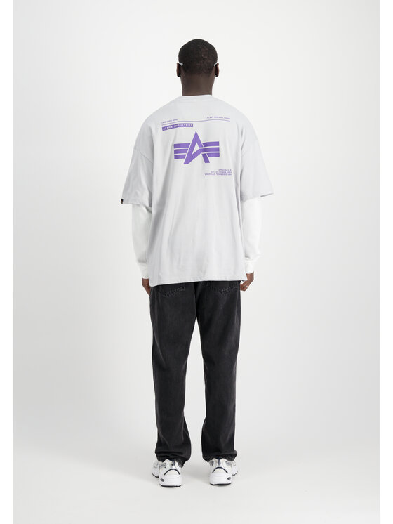 Alpha Industries Alpha Industries T-Shirt Logo Code Backprint T-Shirt Szary Relaxed Fit