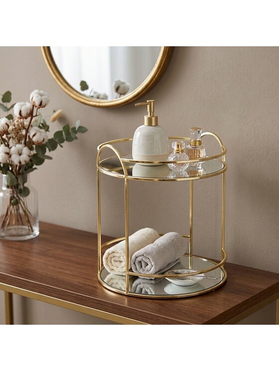 MIAhome MIAhome Patera dwupoziomowa zlota z lustrem Złoty