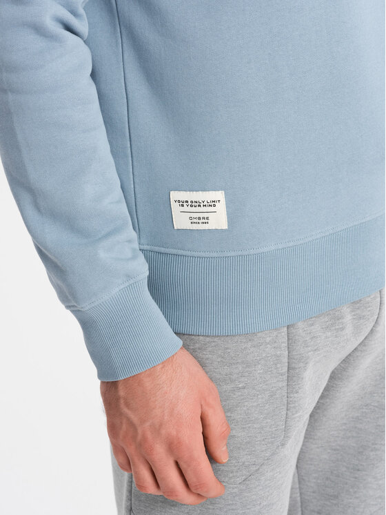 Ombre Ombre Mikina OM-SSBN-0175 Modrá Regular Fit