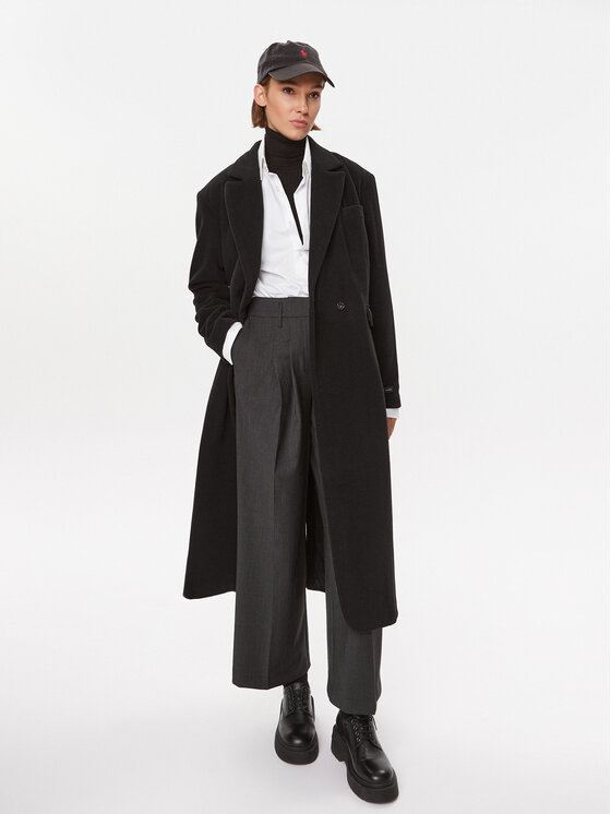 Herskind Herskind Μάλλινο παλτό Wanda 4908816 Μαύρο Oversize