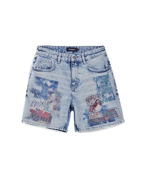 Desigual Desigual Džínsové šortky Inidan 25SWDD24 Modrá Straight Fit
