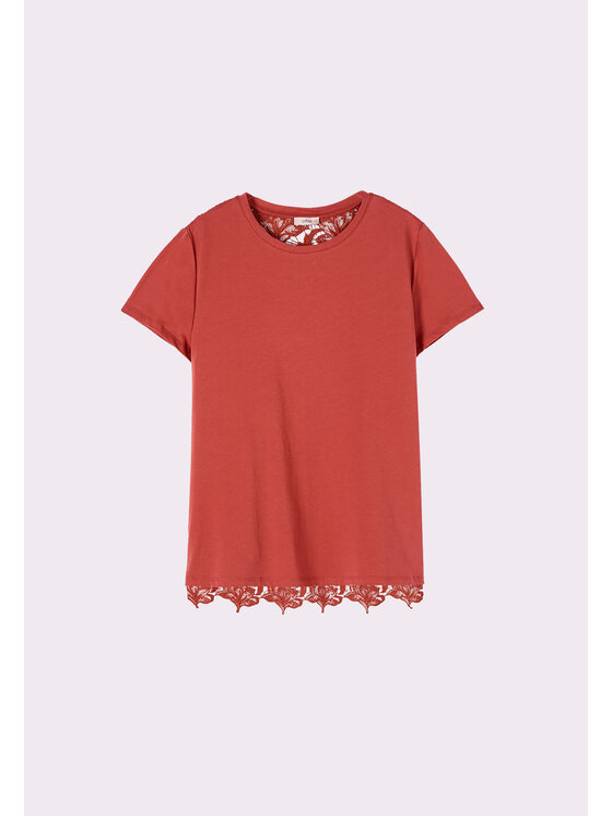Oltre Oltre T-Shirt G035J004564N022 Pomarańczowy Regular Fit