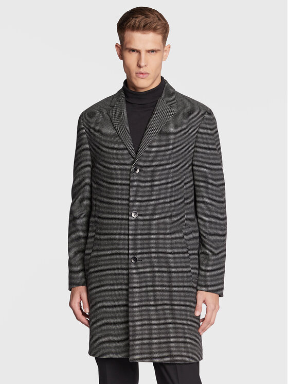 Calvin Klein Vlnený kabát Statement K10K109952 Čierna Regular Fit