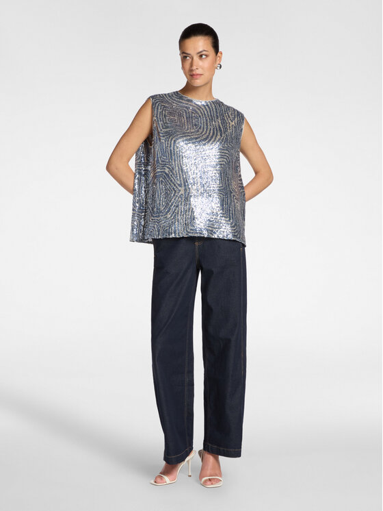 Elena Mirò Elena Mirò Top D000E000023N001 Szary Regular Fit