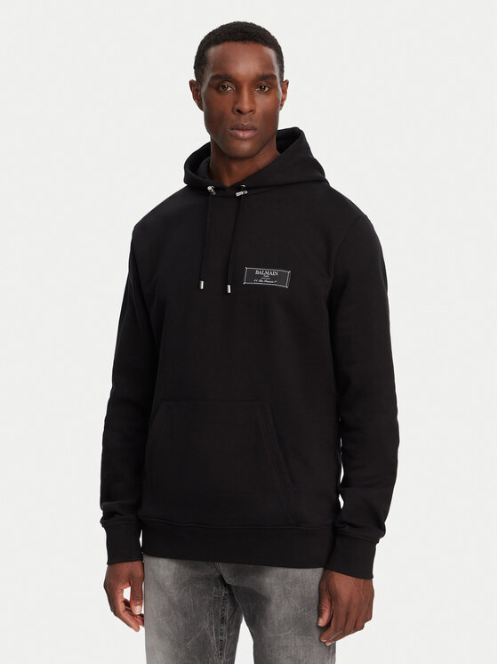 Balmain Balmain Džemperis ar kapuci DH1JT047JB53 Melns Reglan Fit