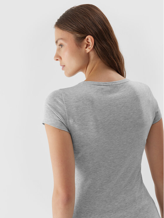 4F 4F T-krekls 4FAW23TTSHF0906 Pelēks Slim Fit