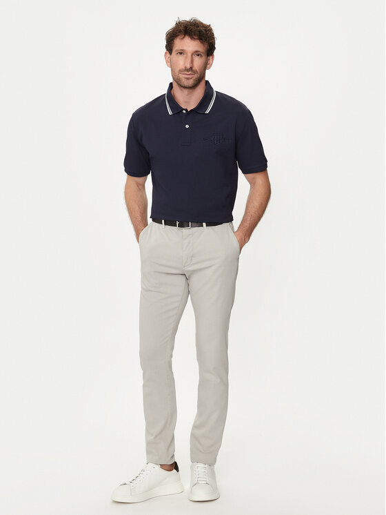 Gant Gant Тениска с яка и копчета Contrast 2013039 Тъмносин Regular Fit