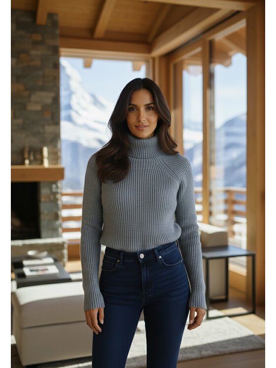 FIGL FIGL Sweter M1267 Szary Regular Fit