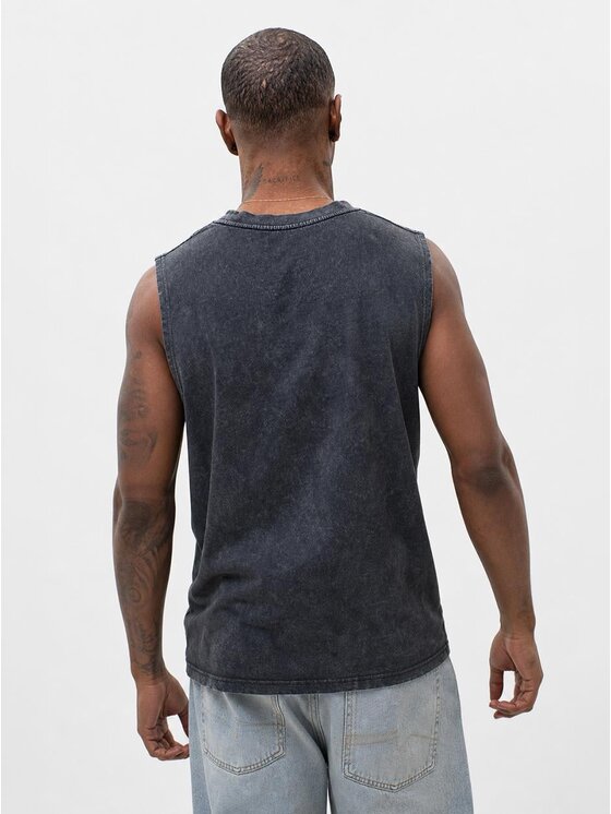 Jigga Wear Jigga Wear Tank top Na siłownie sprana acid wash trening 132141 Czarny Regular Fit